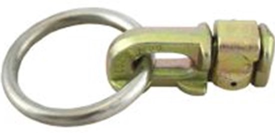 Goudkleurig metalen sjoroog met een ring voor bevestiging in een bindrail.