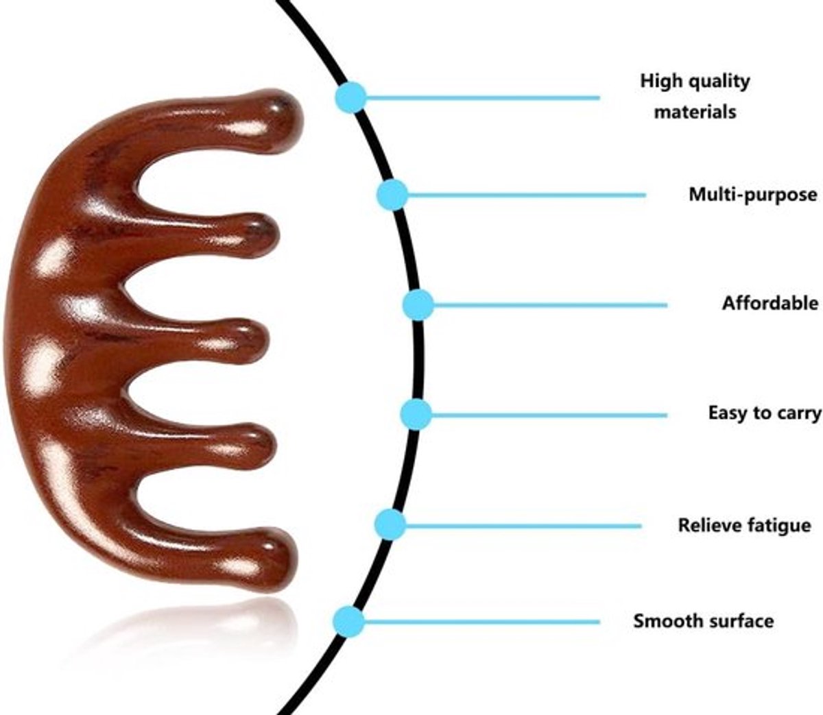 Gua Sha massagekam hout Inovra Plus voor hoofdhuid