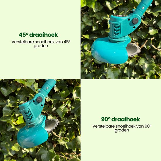 Bosmaaier - Grastrimmer - Bosmaaiers - Bosmaaier accu - MET 2 ACCU'S EN LADER - 3 Verschillende snijbladen - Gehele set - Grasmaaier - Draagbare Elektrisch Grasmaaiers - 15cm maaibreedte - Zwart, voor Tuin van Bosmaaier. — afbeelding 3