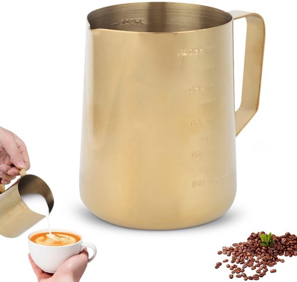 Dailygoody - Melkschuimkan - Melkopschuimer 600ml - Modern Design - Roestvrij Staal