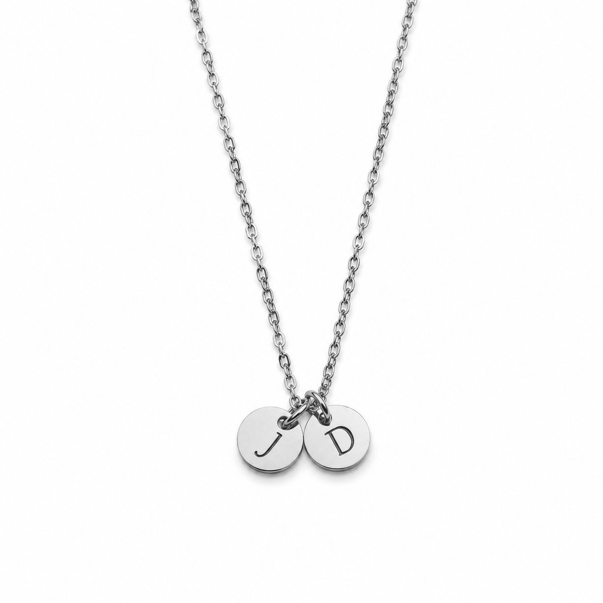 Ketting met 2 Muntjes en Initialen Goud