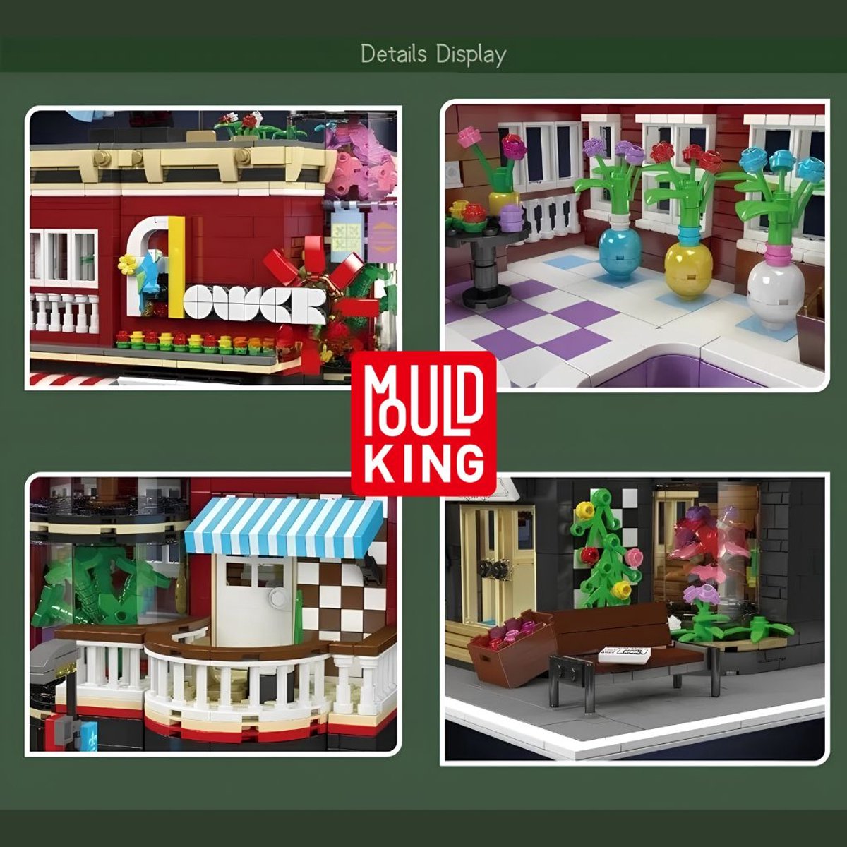 Mould King 16056 Bloemen Winkel bouwset | Botanical modulair architecture modelbouw | Classic creator STEM educatief speelgoed bouwpakket voor volwassenen | verlichtingen niet geschikt voor Lego | Bouwdoos met 2291 bouwstenen — afbeelding 3