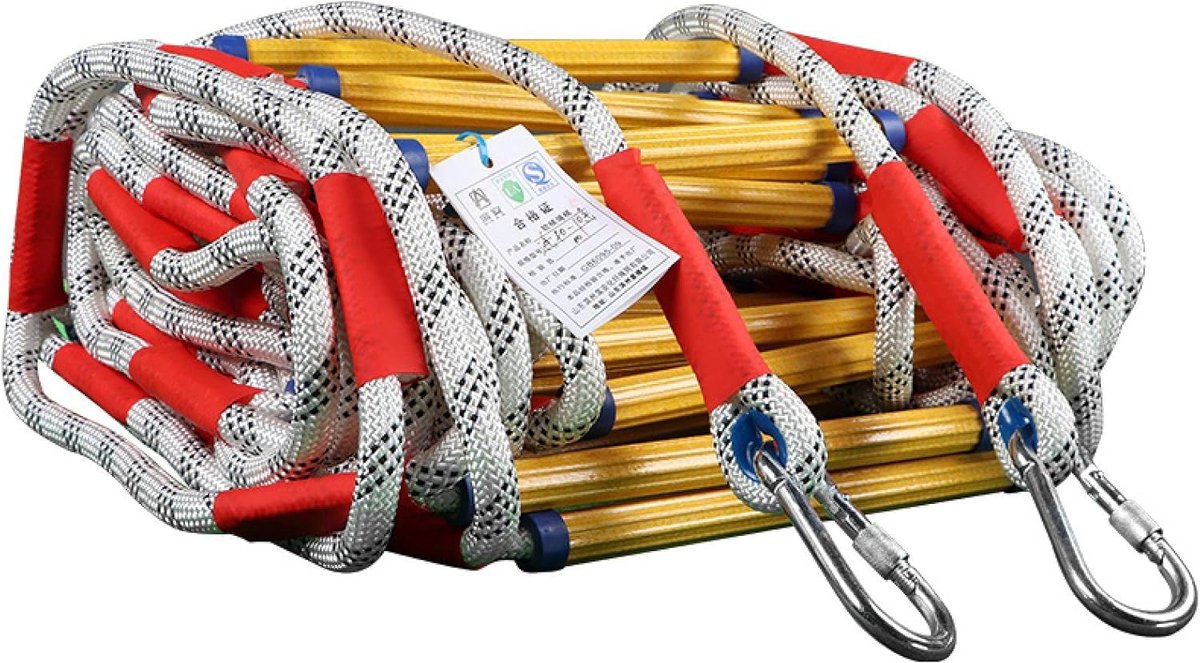 Noodtrapladder - Veiligheidstrap Evacuatie - Snel Ontsnappen - Lichtgewicht Draagbaar - Tot 15 meter - Zwart