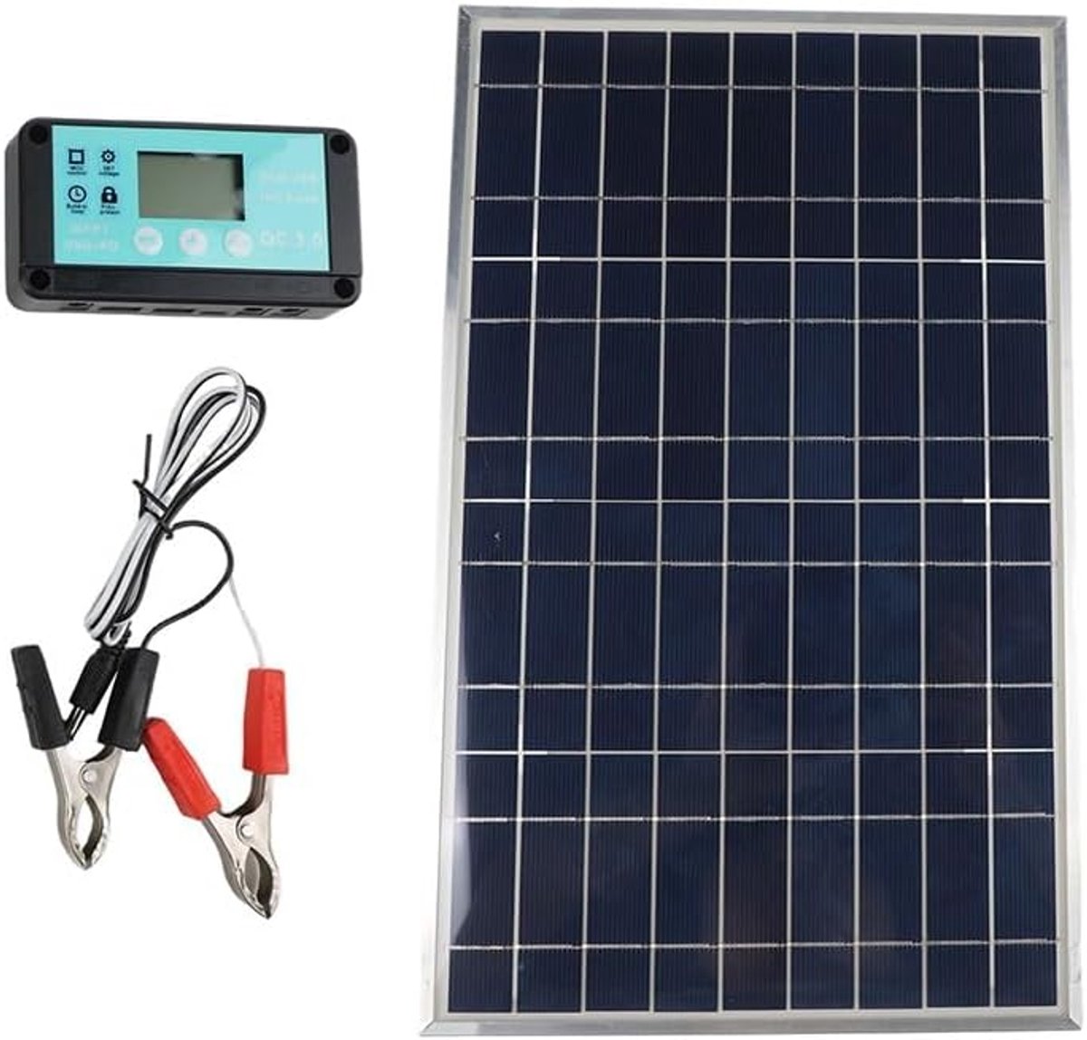 Zonnepaneel Kit - Zonne Oplader - Off Grid Energie - Weerbestendig Ontwerp - 100W Vermogen - Zwart