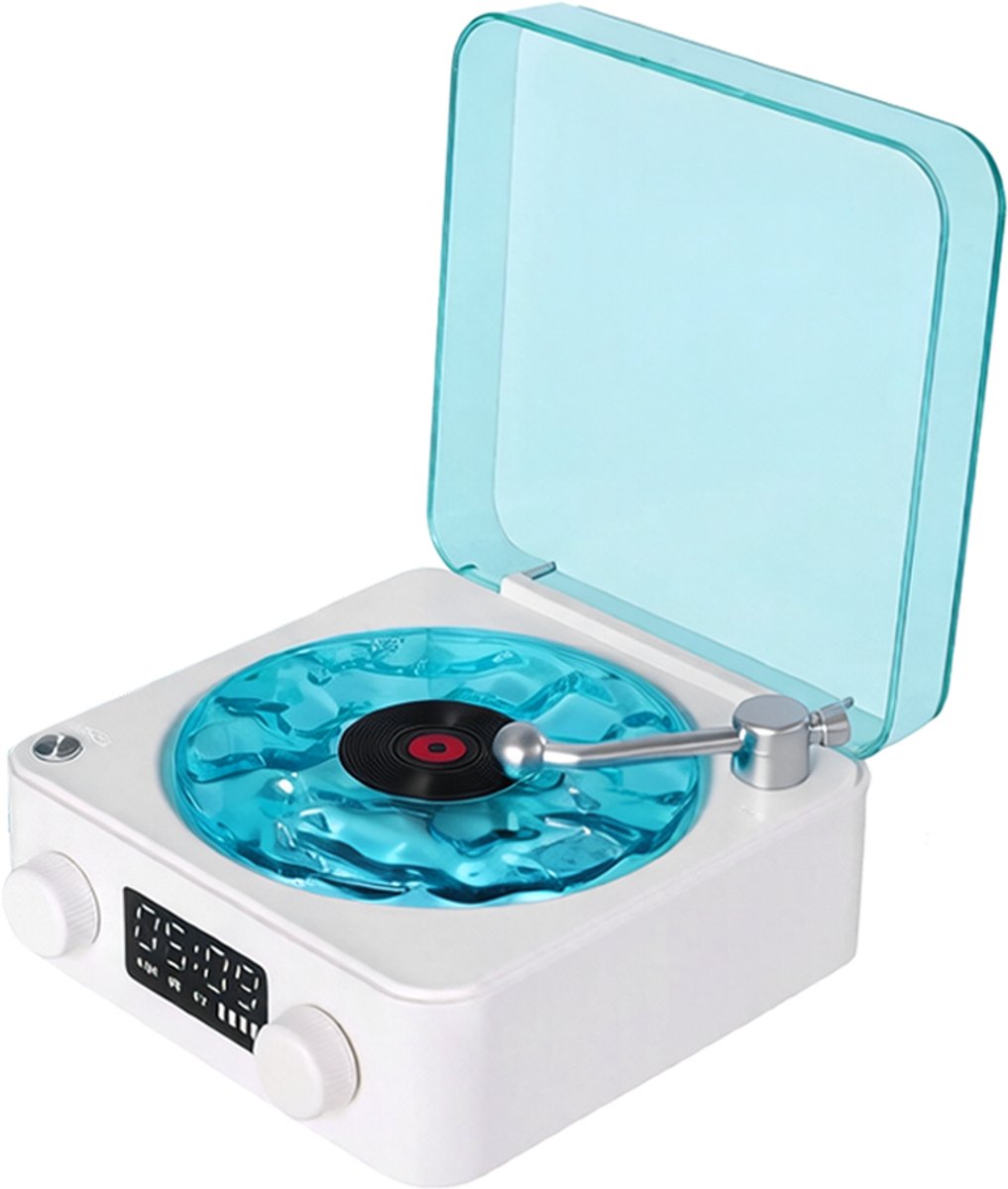 Bluetooth-platenspeler - Tinghai Sleep Aid Speaker - Vinylplatenspeler - met RGB-verlichting - 4 natuurlijke geluidseffecten - Draagbare retro vinylplatenspeler - Instelbare verlichting en timer - Geschikt voor slaapkamers en feestjes - Zeezoutwit