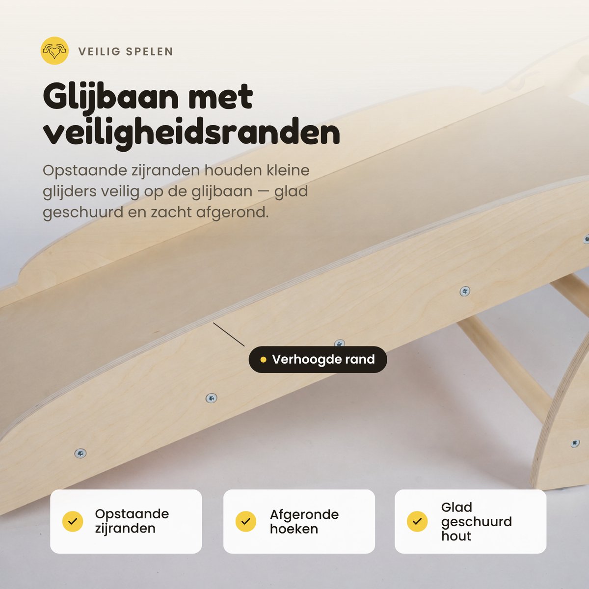 Dastium Kids - Mini Klimrek - Montessori Speelgoed - Houten Klimrek - Klimboog met Kussen - Klimrek Baby - Klimrek Peuter - Klimrek met Glijbaan - Naturel — afbeelding 7