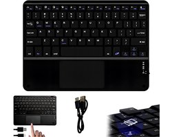 Draadloos Bluetooth-toetsenbord met USB-touchpad - Compatibel met Apple-, Lenovo- en Huawei-telefoons - 10-inch touchscreen - Inclusief oplaadkabel - Zwart