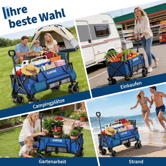 Joorly Inklapbare strandkar - Opvouwbaar - Campingkar - Met wielen - 46x96x97cm - Zwart — afbeelding 3