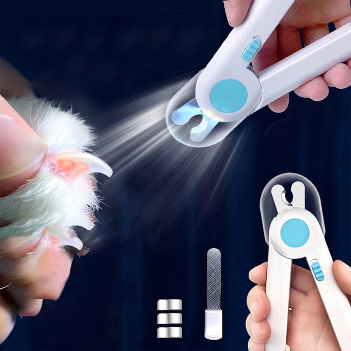 YAGXIG Nagelknipper voor huisdieren - Met LED-licht - Professionele nagelknipper voor huisdieren - Spatbestendig, geschikt voor kleine en middelgrote huisdieren
