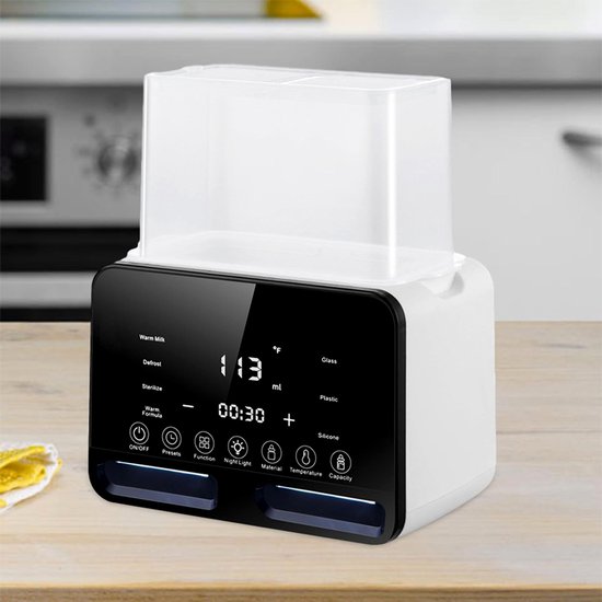 Flessenverwarmer met constante temperatuur - Flessensterilisator - Intelligente flessenverwarmer voor moedermelk - Met ontdooifunctie - Verwarming en sterilisatie op constante temperatuur - PP-materiaal - Europese standaard 220V - Wit — afbeelding 4