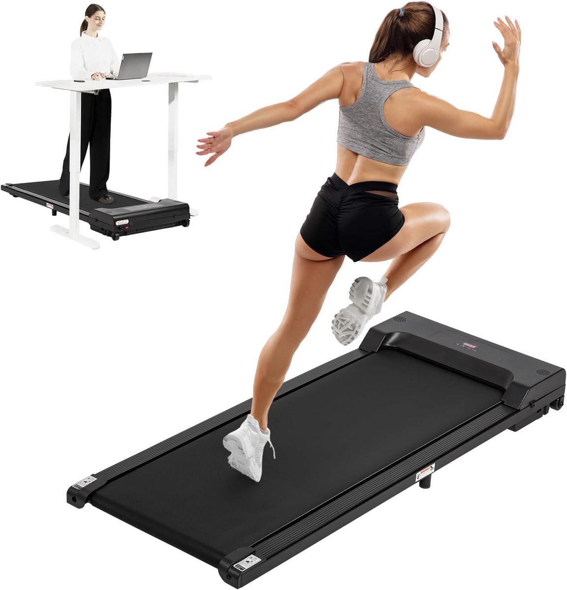 Elektrische Loopband - Loopapparaat Hometrainer - Thuiswerken Trainen - 2-in-1 Ontwerp - Tot 8 km/u - Zwart