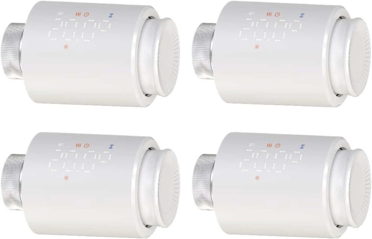 Radiatorthermostaatkraan - Slimme thermostaat - Energie besparen - Automatische aanpassing - 4 stuks - Wit