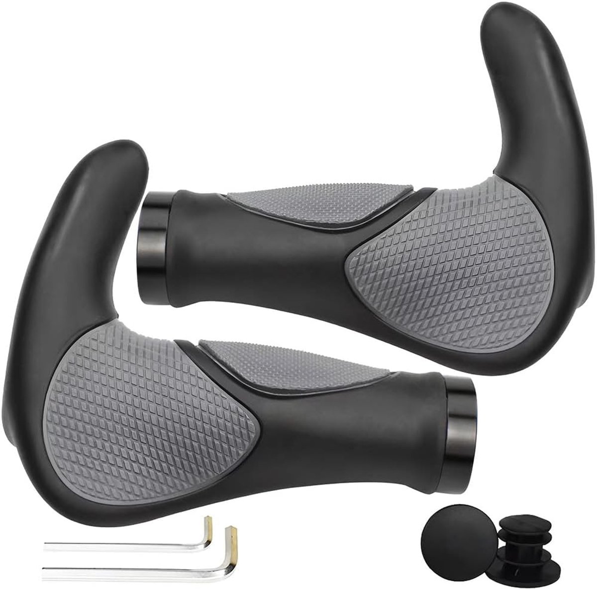 Fietsstuurgrepen - Zachte handvatten - Comfortabel fietsen - Ergonomisch ontwerp - 14 cm - Zwart