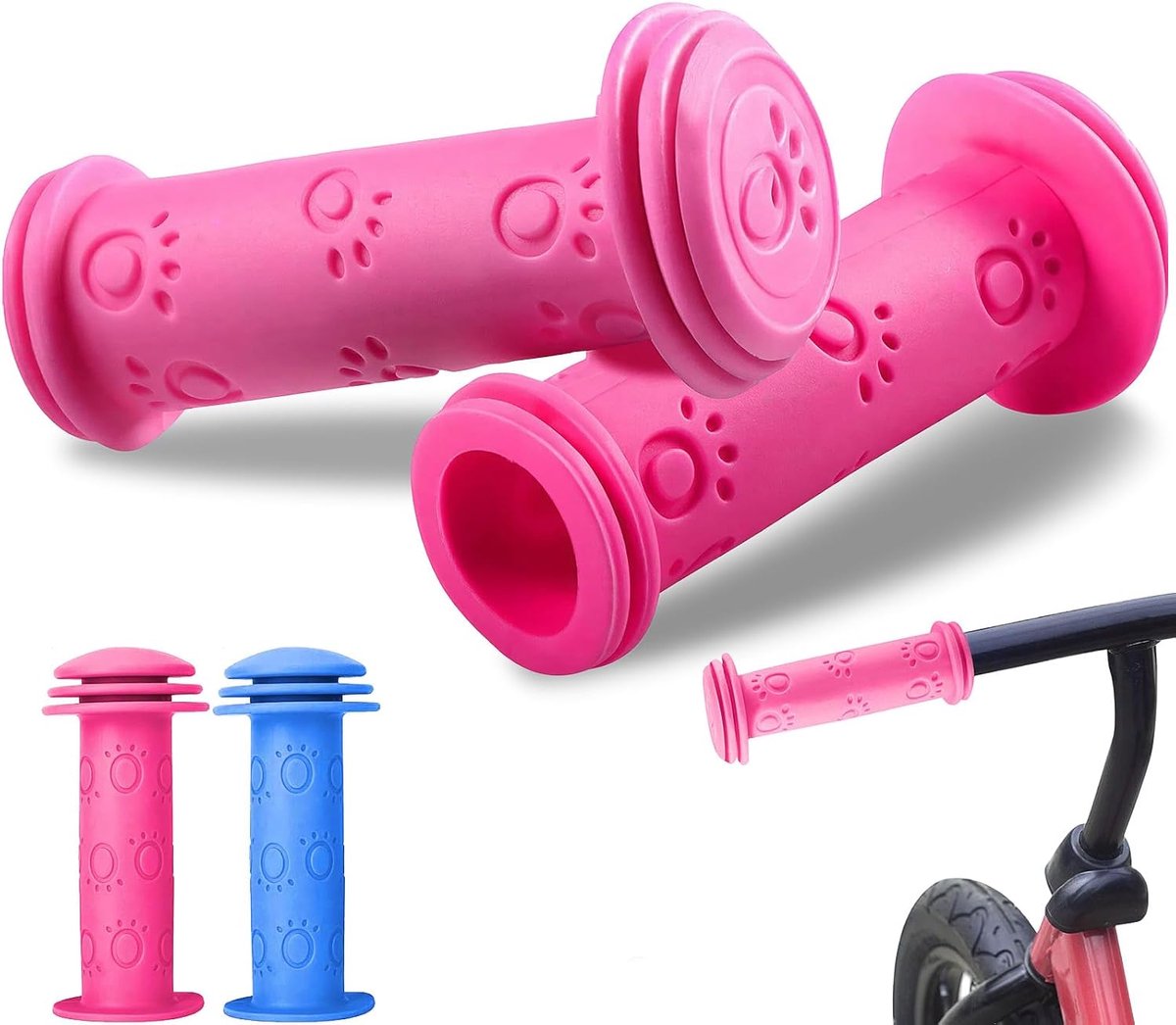 Fietshandgrepen Kinderen - Scooter Handvatten - Veilig Fietsen - Antislip Rubber - 22 mm - Roze