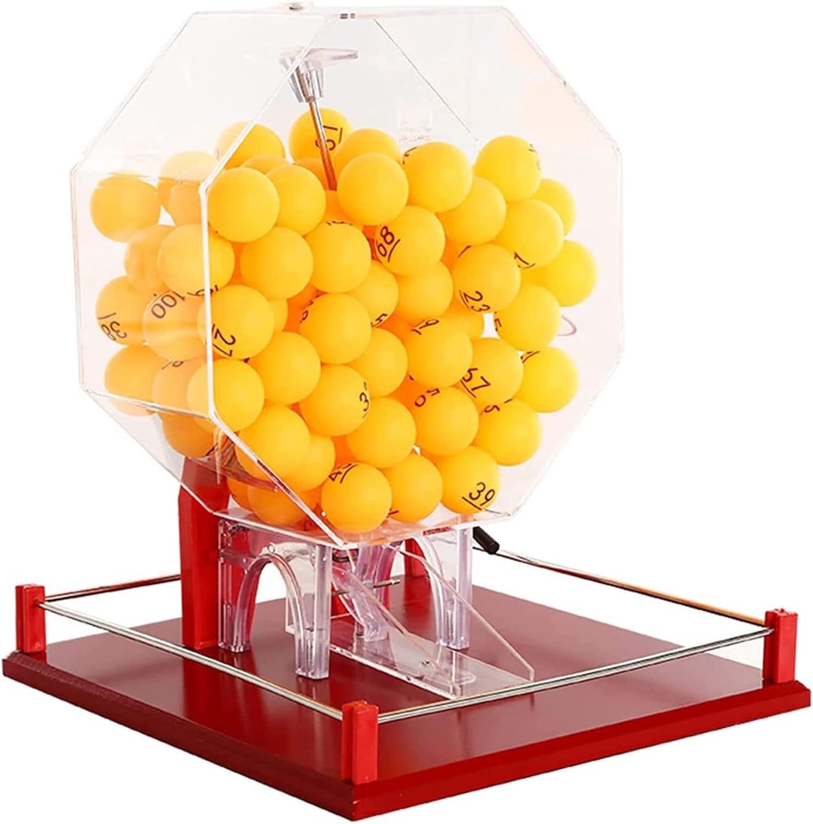 Loterijmachine Bingo - Bingokooi Loterijdoos - Feestspellen Organiseren - Handmatige Willekeurige Selectie - 32cm Breed - Transparant