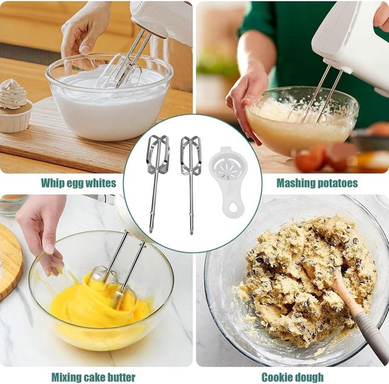 Mixer Opzetstukken - Klopper Accessoires - Bakken Ingrediënten Mengen - Roestvrij Staal - 2 Stuks - Zilverkleurig — afbeelding 4