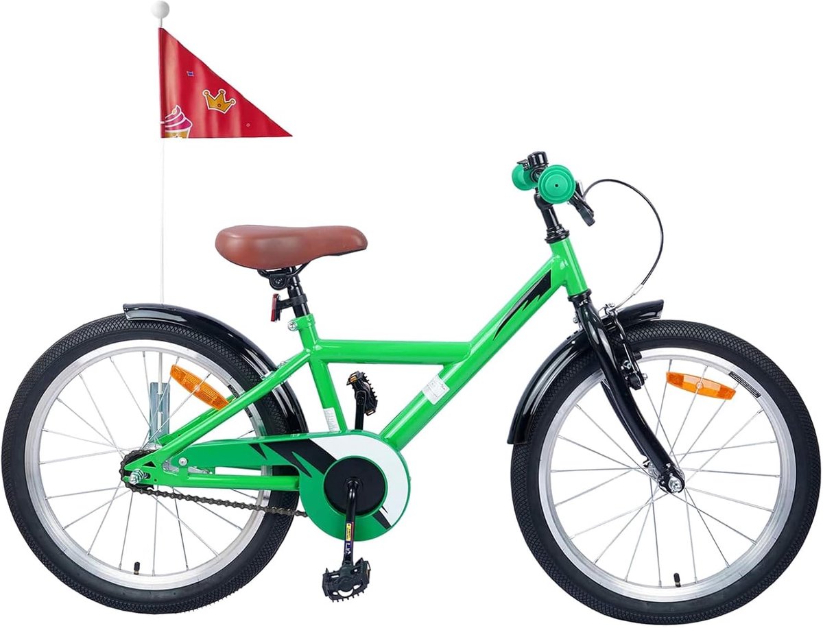 Kinderfiets - Jongensfiets Meisjesfiets - Avontuurlijke Uitstapjes - Stabiele Stalen Constructie - 18 inch - Groen
