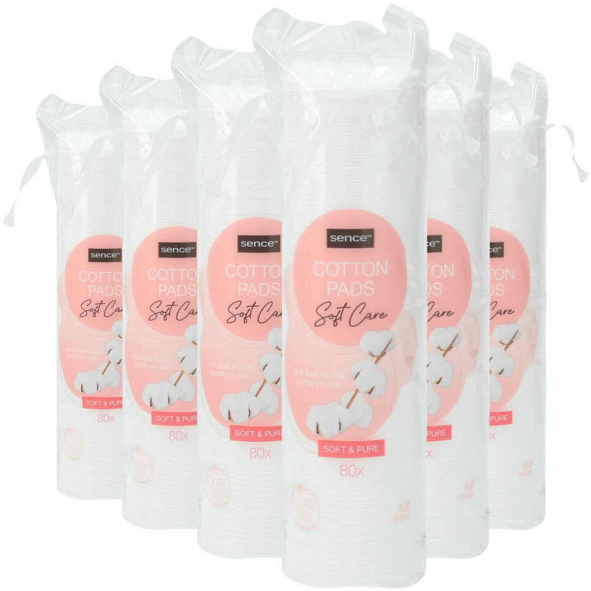 Sence Wattenschijfjes Soft & Pure - 6 x 80 stuks - Voordeelverpakking