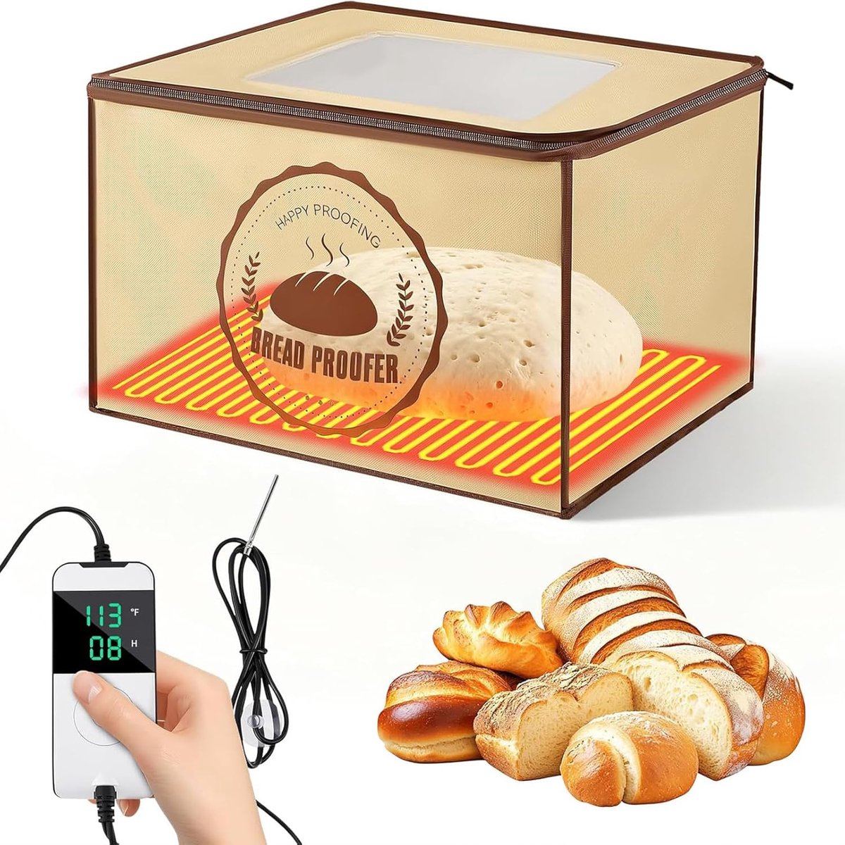 Deegrijskast Broodrijskist - Fermentatiekast Yoghurtmaker - Perfect Brood Rijzen - Nauwkeurige NTC Sensor - 39x30x24 cm - Wit