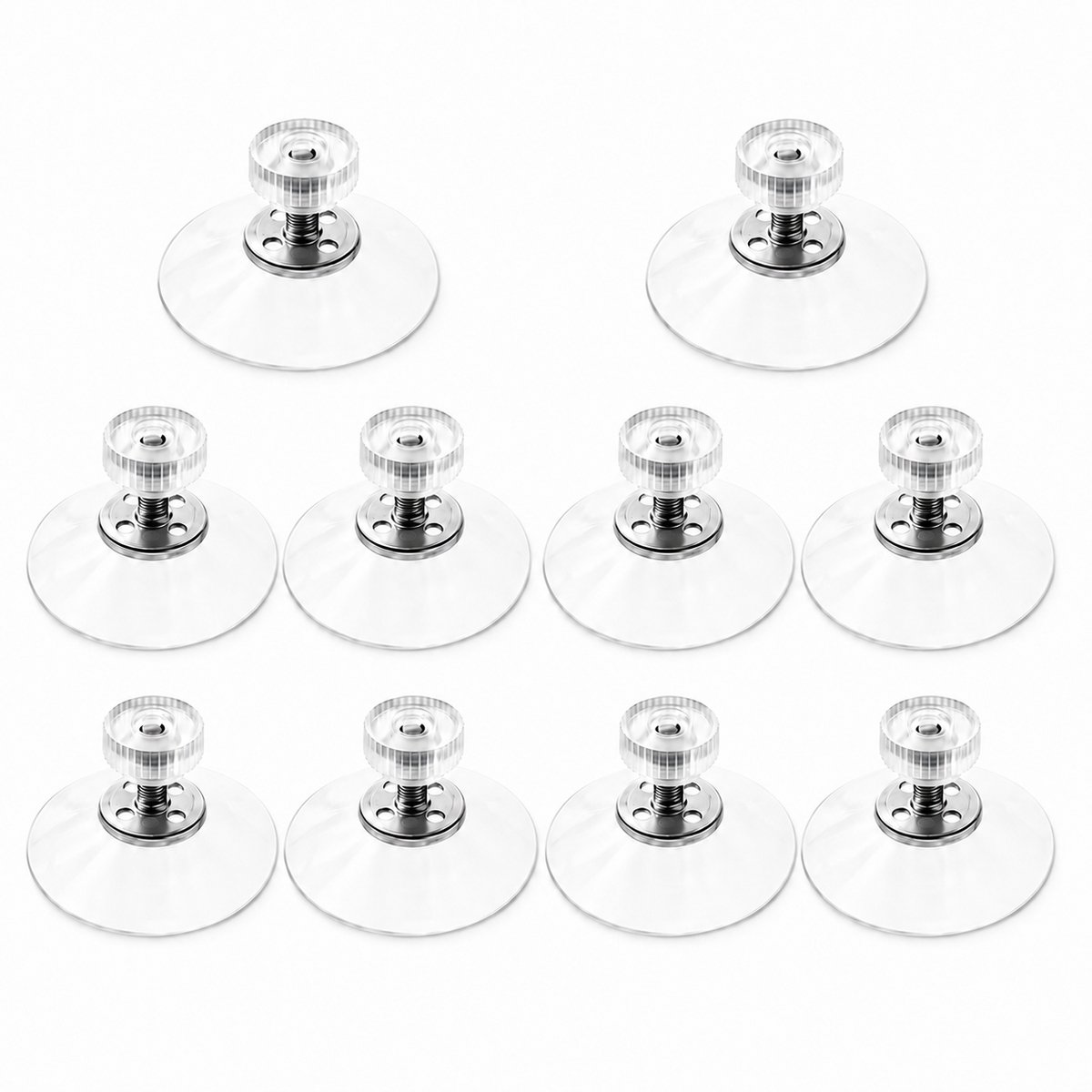 StrongFlow Zuignappen met Schroefdraad - 10 Stuks - Ø 50 mm - Zuignap Haakjes - M4 x 10 mm - Transparant