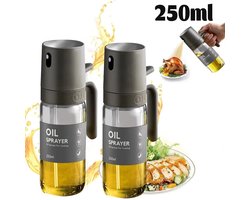 Stervia Olie Sprayer Glas - Olie Spuitbus - Set van 2 - 250 ML p/s - Hittebestendig Glas - Druppelvrije Tuit - Airfryer/Grillen/Bakken - 'Zwart - 9,23 x 18,5 x 6 cm