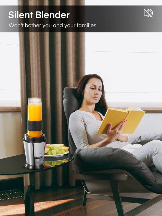 Smoothie Maker To Go - Blender Mixer - Gezonde Drankjes Maken - Met 2 Sportflessen - 570 ml - Roestvrij Staal — afbeelding 3