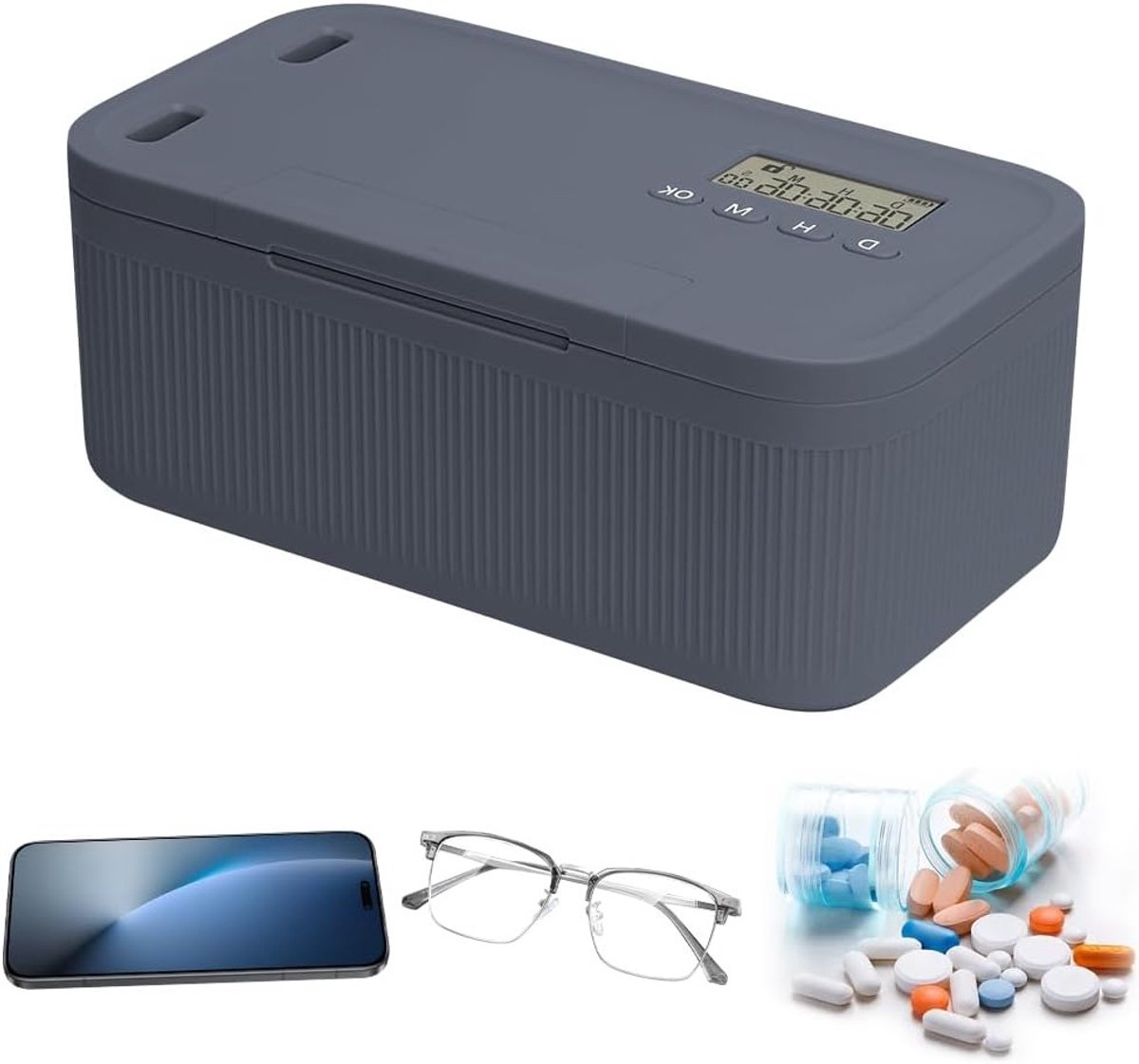 Mobiele telefoon kluis met tijdslot en timer, veilige vergrendelingscontainer voor medicatie en verslavingsbeheer, 23,9 x