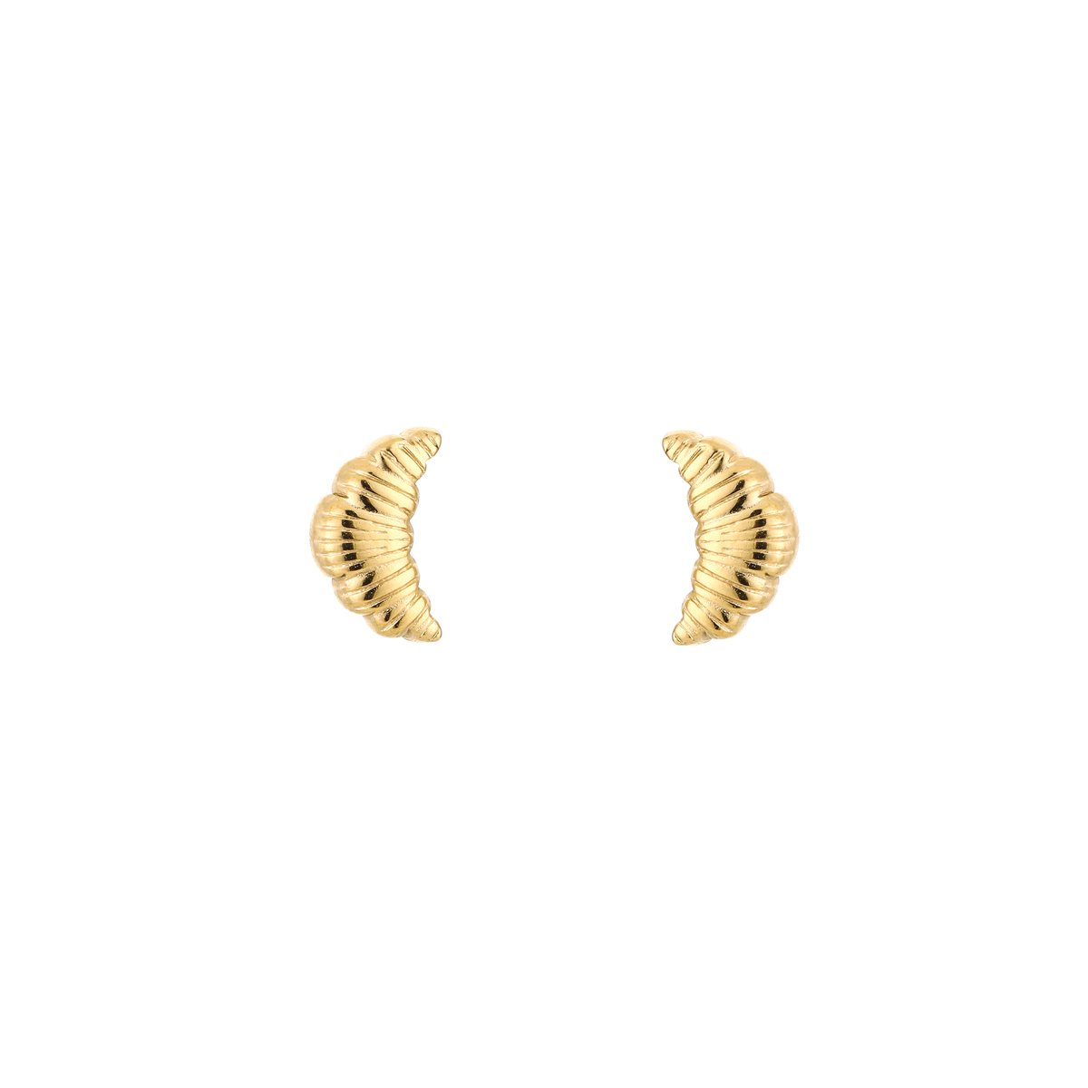 Stainless Steel Croissant Studs – Luxe Croissant Oorknopjes – RVS - Goud