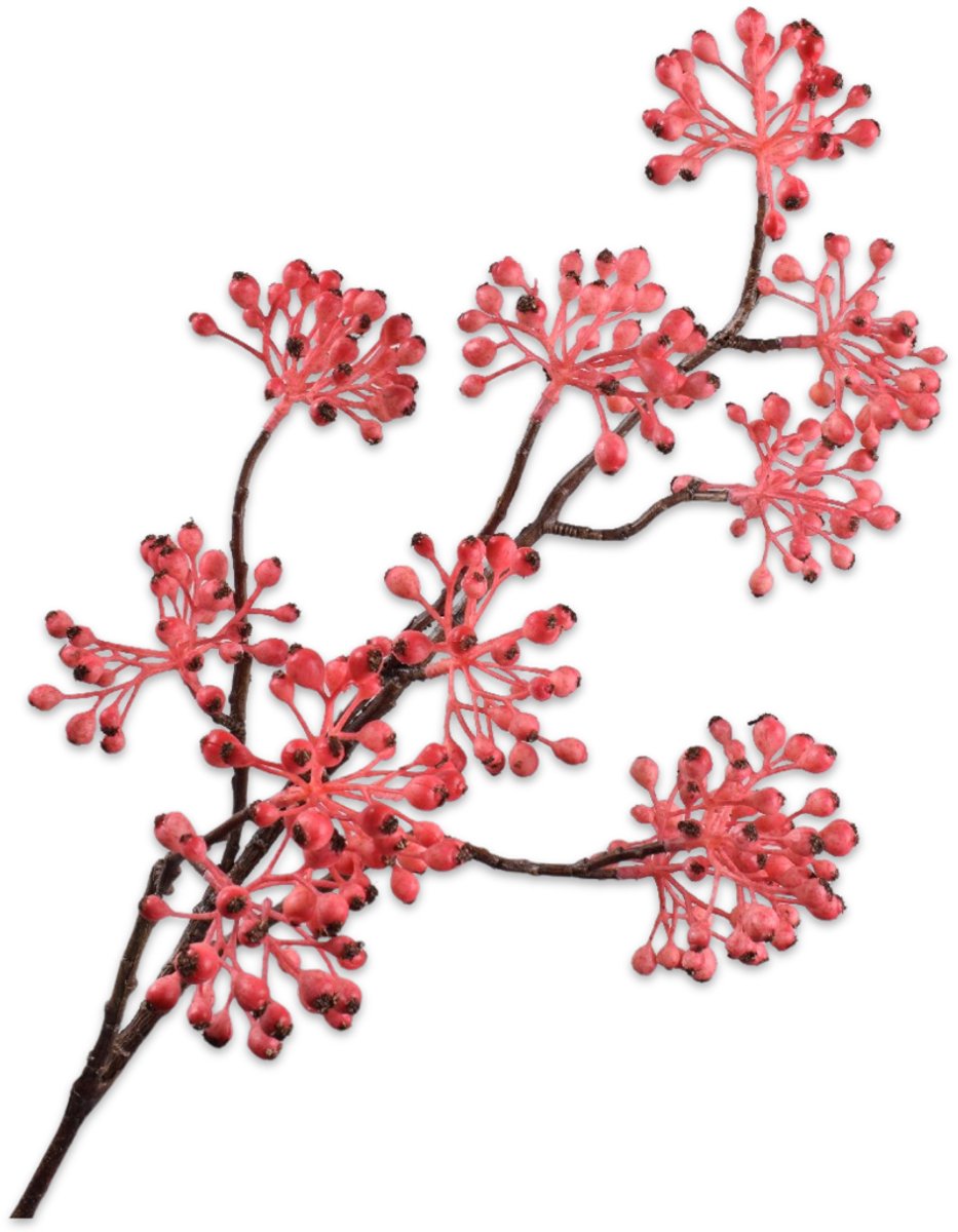 Silk-ka Kunstbloem-Zijden Bloem Bessentak Roze 82 cm