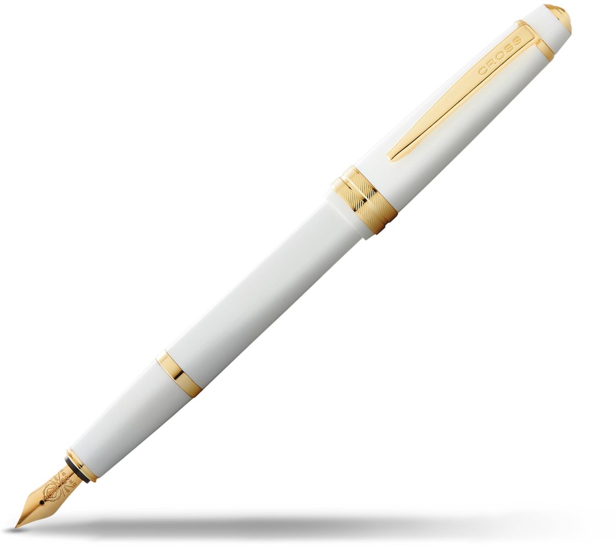 SnelShoppen - Cross Bailey Light vulpen M - Witte lak met goudkleurig beslag - Luxe schrijfgerei in geschenkverpakking - Perfect voor feest, kantoor,