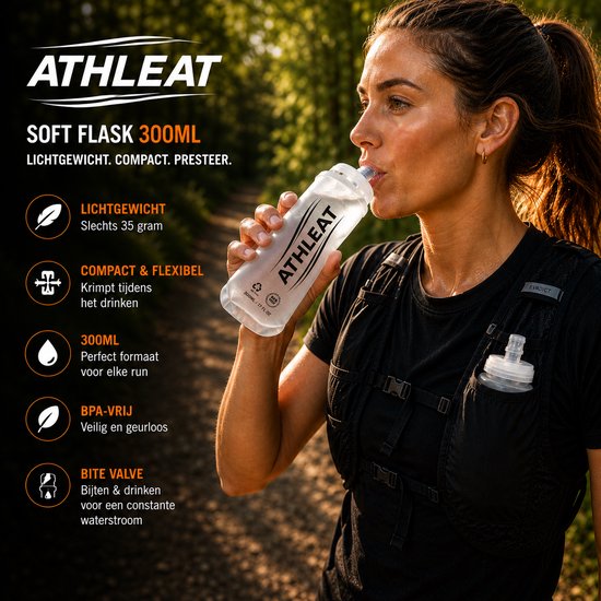 Athleat Soft flask 300 ml - Opvouwbare waterfles - opvouwbare drinkfles - Waterfles hardlopen - Bidon - Waterzak van Merkloos — afbeelding 5