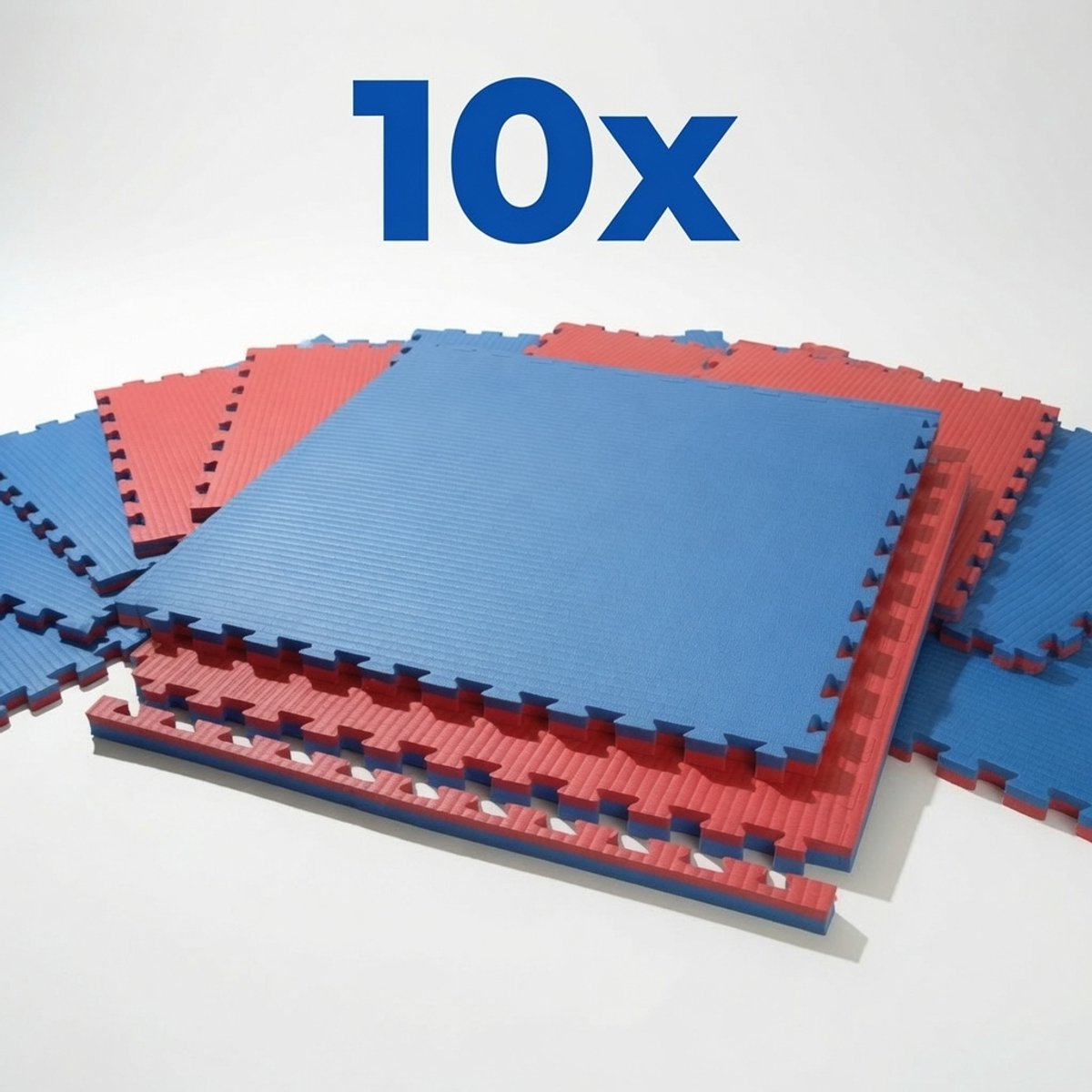 Toorx Tatami Puzzelmatten – Set van 10 – Vechtsportmat en Sportvloer – 10 m² – 100 x 100 x 2 cm – Rood/Blauw