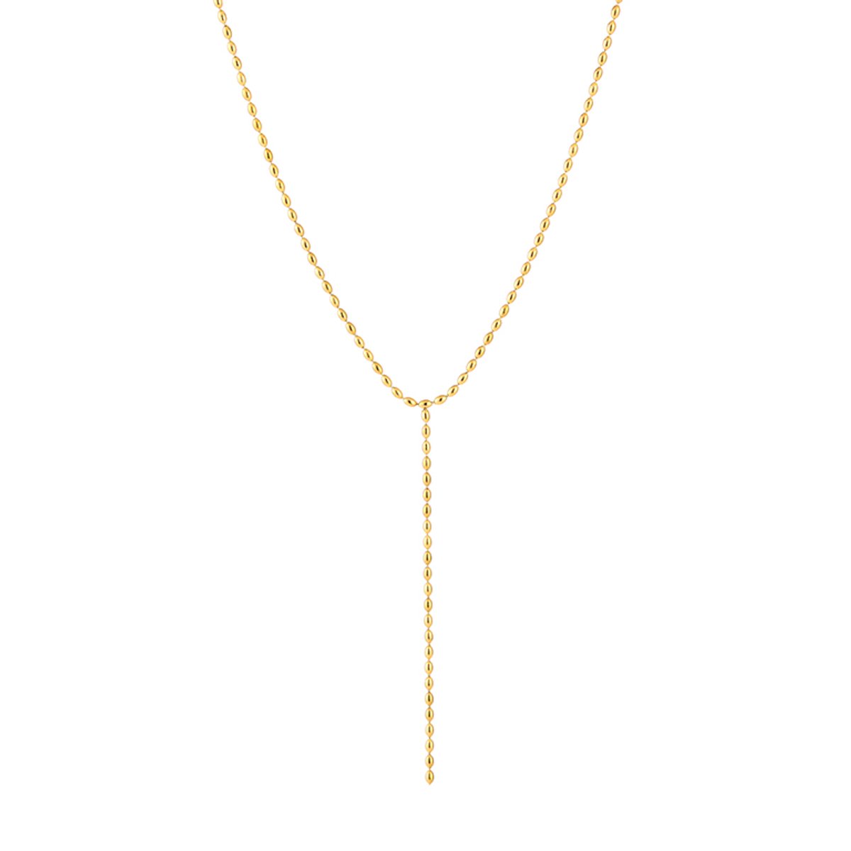 Subtiele Stainless Steel Y-Vormige Halsketting - Elegante Kogelschakel voor Dames