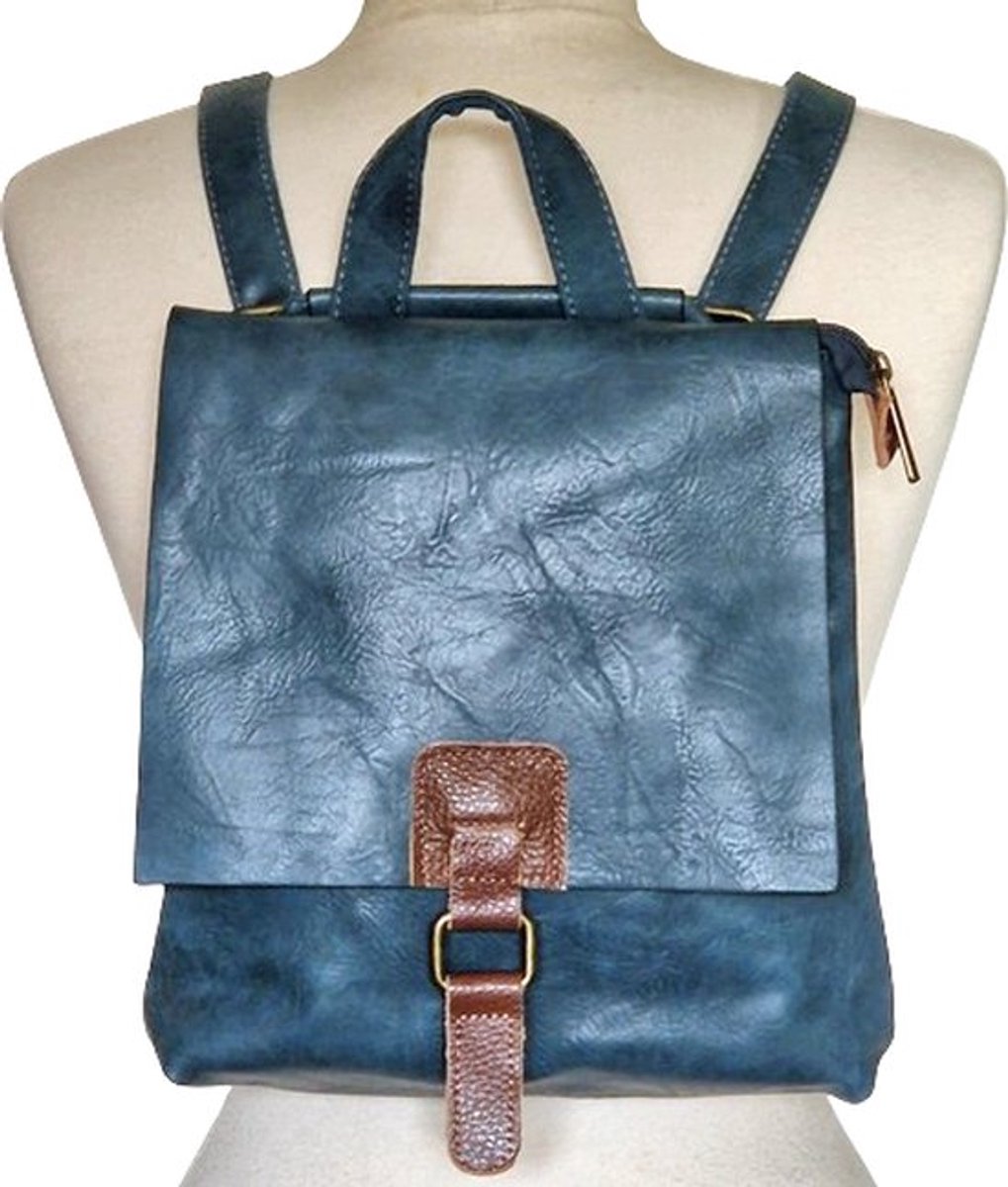 Rugzak - Schoudertas - Leatherlook - PU Leer - Blauw