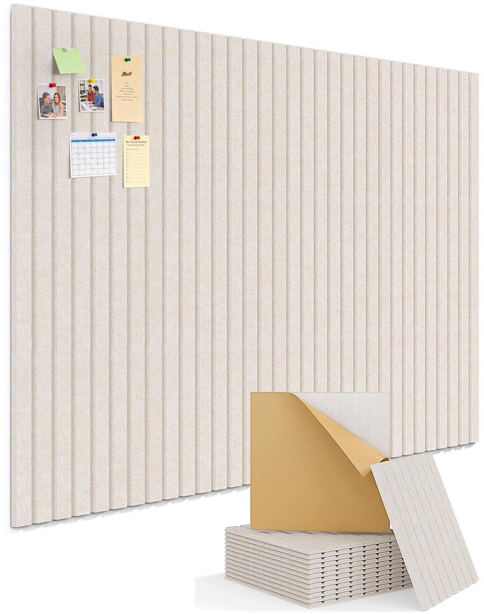 SnelShoppen - Vilt Prikbord 120x90 cm - Groot Zelfklevend Kurkpaneel - Modern Viltwand voor Kantoor en Thuis - Beige Fotowand voor Notities en Decorat