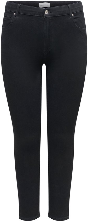 Zwarte skinny jeans met vijf zakken en knoopsluiting.