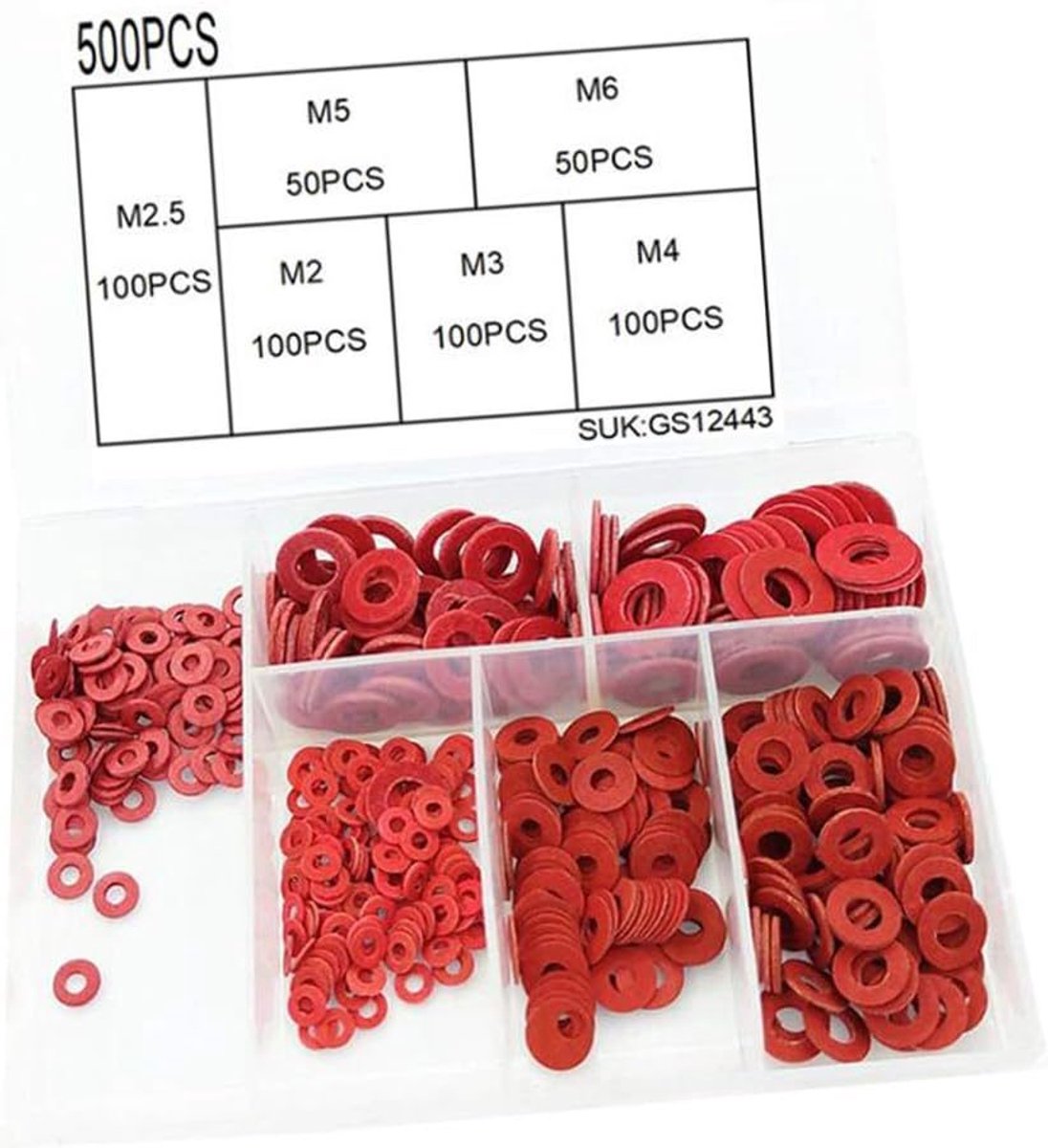 0,5 M3 M5 M6 500 isolerende ringen/vezelpapierringen