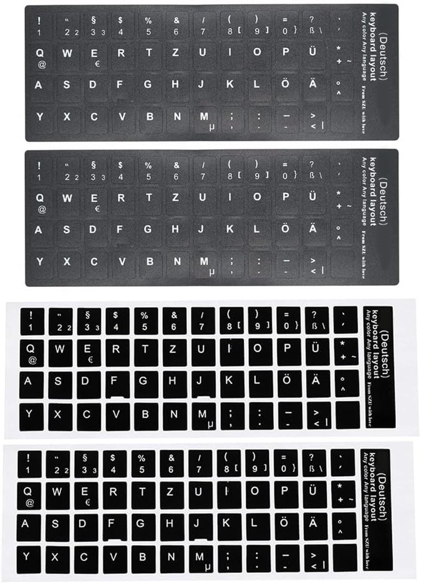 Keyboard Stickers Duits - Matt Materiaal - Universeel voor Standaard Toetsenborden - Verbeter Typgemak - ShopVlot
