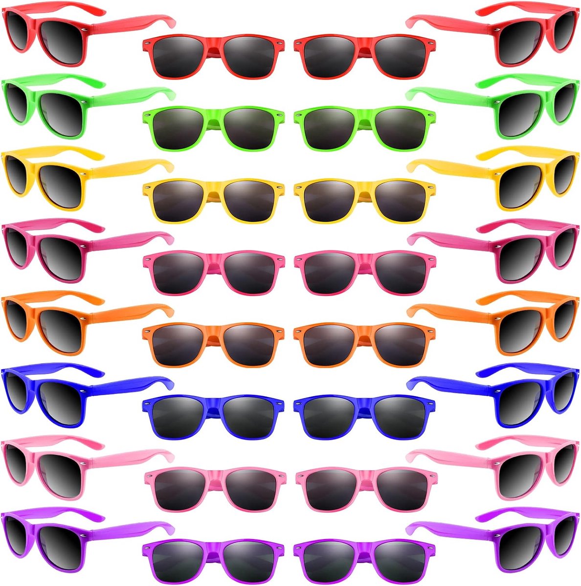 SnelShoppen - Neon Kleur Zonnebril 8/16/32/48 Pak - Perfecte Party Goody Bag Vulstoffen voor Kinderen 3-8 Jaar - Feestaccessoires