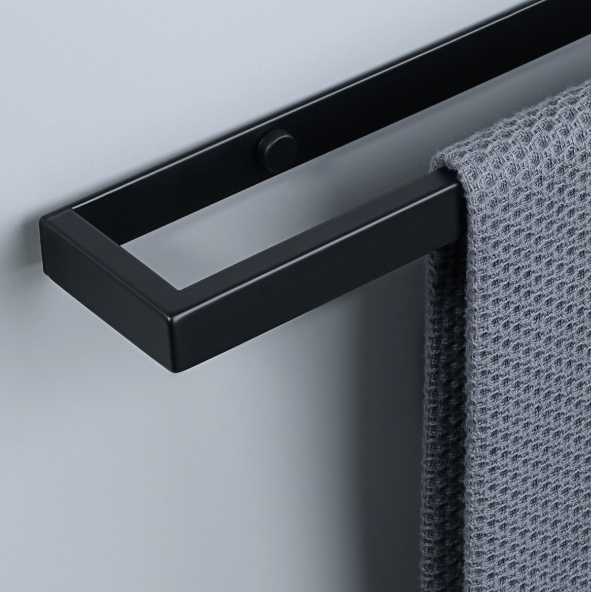 SnelShoppen - Badkamer Handdoekhouder Handdoekring Zwart Roestvrij Staal SUS304, 50 CM Wandmontage Handdoekenrek Zonder Boren voor Keuken en Badkamer