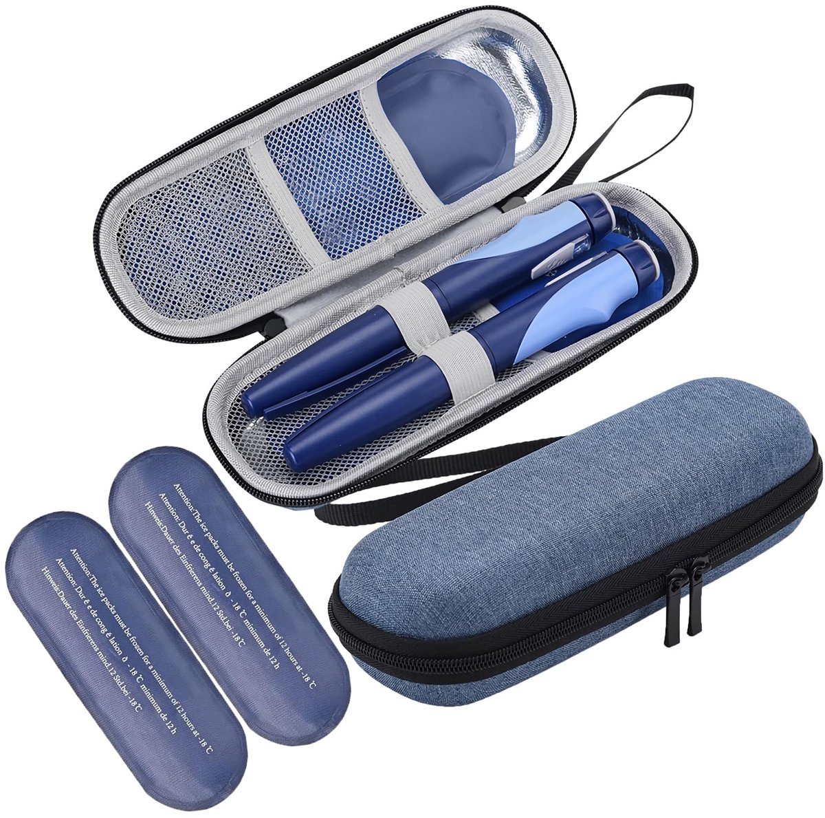 Ryoudavell - Insuline Koelta - met 2 Herbruikbare Koelpakketten – 20x7x5 cmDiabetes Koeltas - Insuline Etui - Insulinepennen - Medische Koeltas voor Insulinespuit - Draagbare - Voor Dagelijks Gebruik en Tijdens Reizen