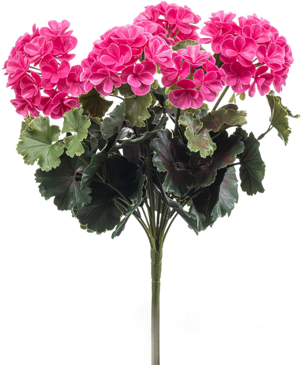 Emerald - Kunstplant Geranium UV 41cm roze - Kunstplant voor binnen
