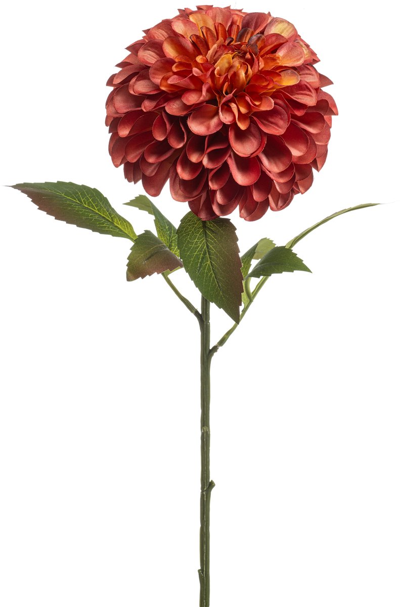 Emerald Kunstbloem Dahlia pompom XL 77cm oranje - Kunstplant voor binnen