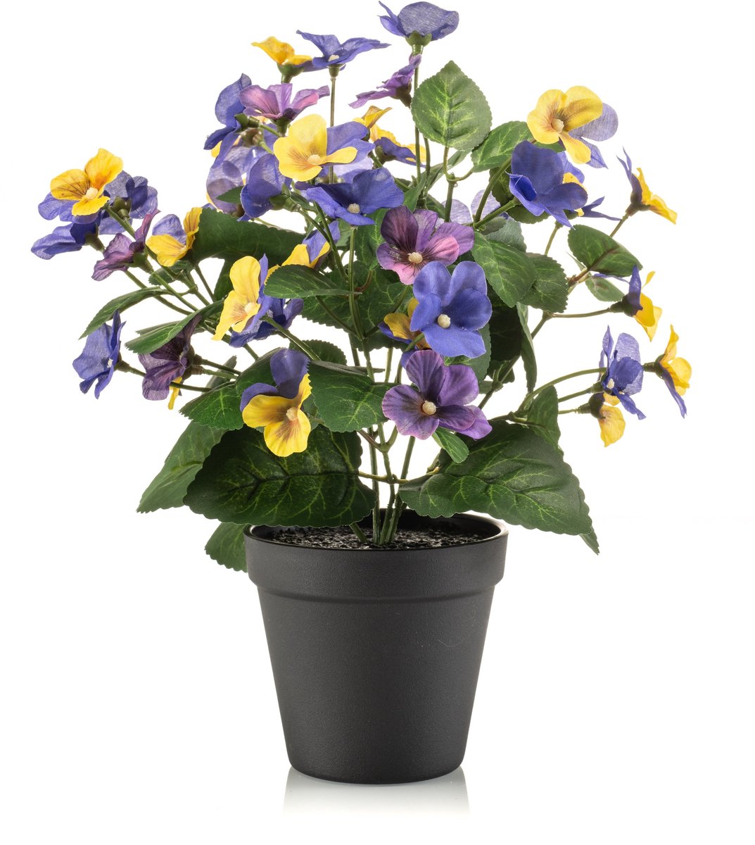 Emerald - Kunstplant Viooltje in pot 29cm geel/blauw - Kunstplant voor binnen