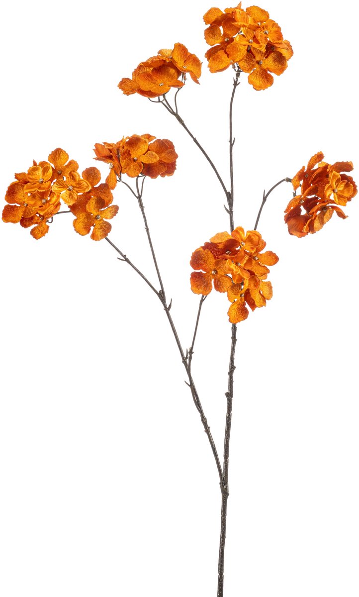 Emerald Kunstbloem Hortensia 85cm donkeroranje - Kunstplant voor binnen