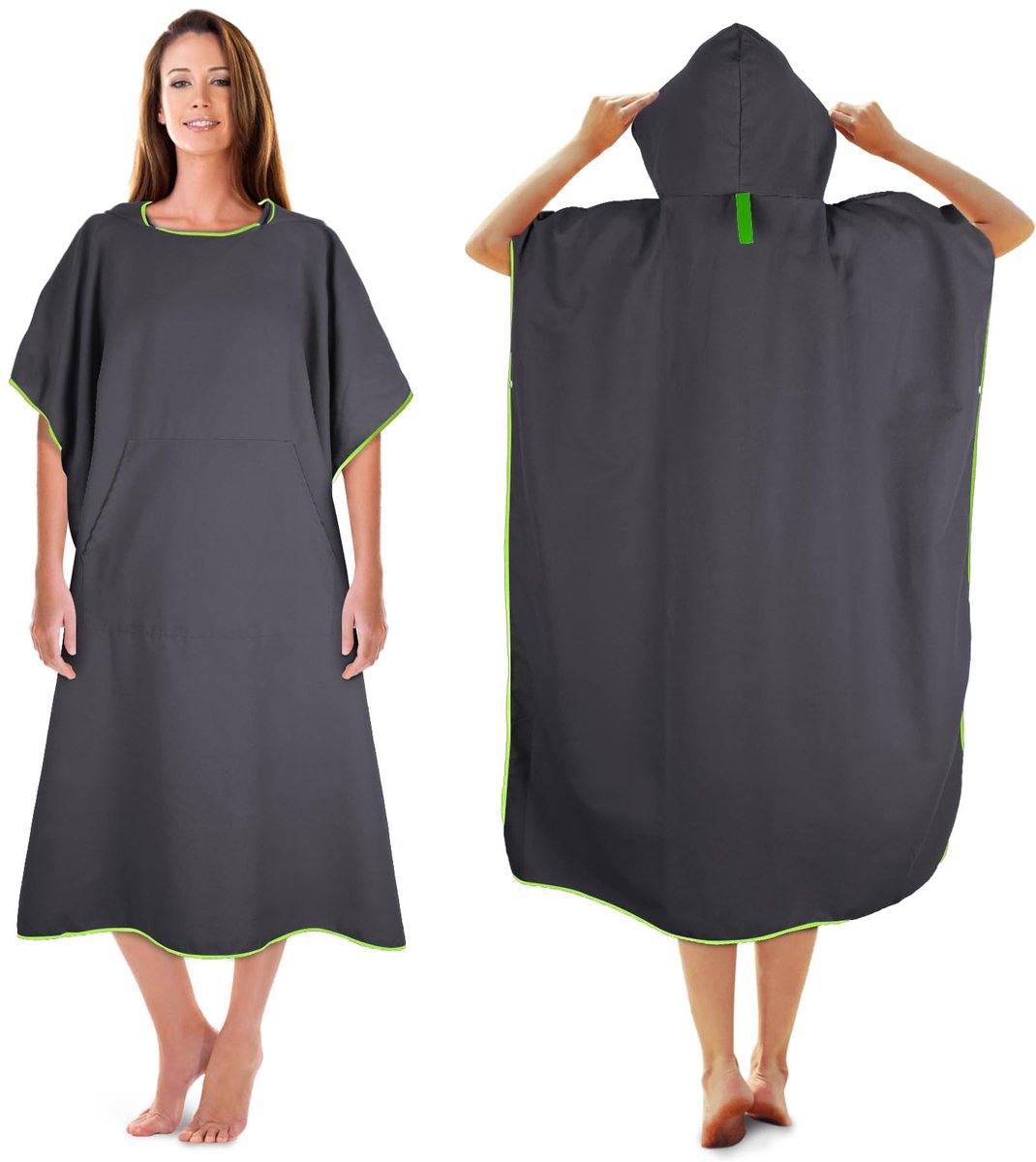 SnelShoppen - KUOGAS Badponcho Voor Dames En Heren, 117x88 cm, Microvezel Badponcho Handdoek, Aankleedhulp Strand, Sport, Zwemmen, Camping, Tuin, Unis