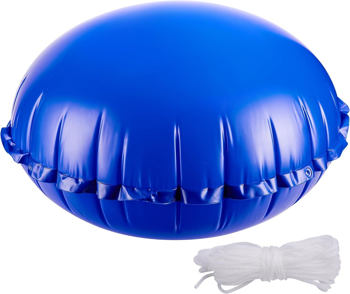 Zwembadafdekking-kussen - Drijvend zwembadkussen - Zwembad Luchtkussen voor Bovengrondse Zwembaden -PVC - Rond Winterkussen - IJsequalizer - Met Touwen - Ter Ondersteuning van Zwembadafdekking - 120 x 120 cm - Blauw
