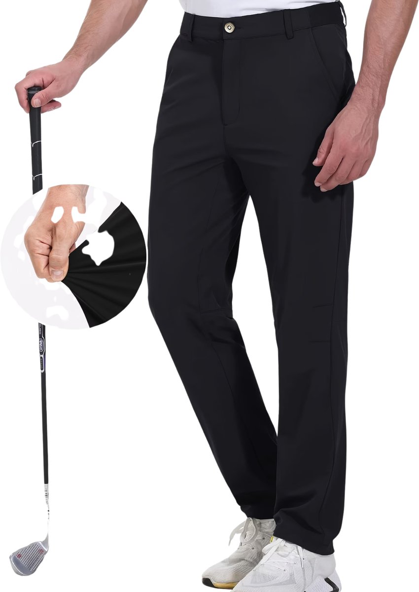 Currero Pantalon Heren Chino Regular Fit Golfbroek Nette Broek Met Elastische Tailleband Volwassenen XXXL Zwart