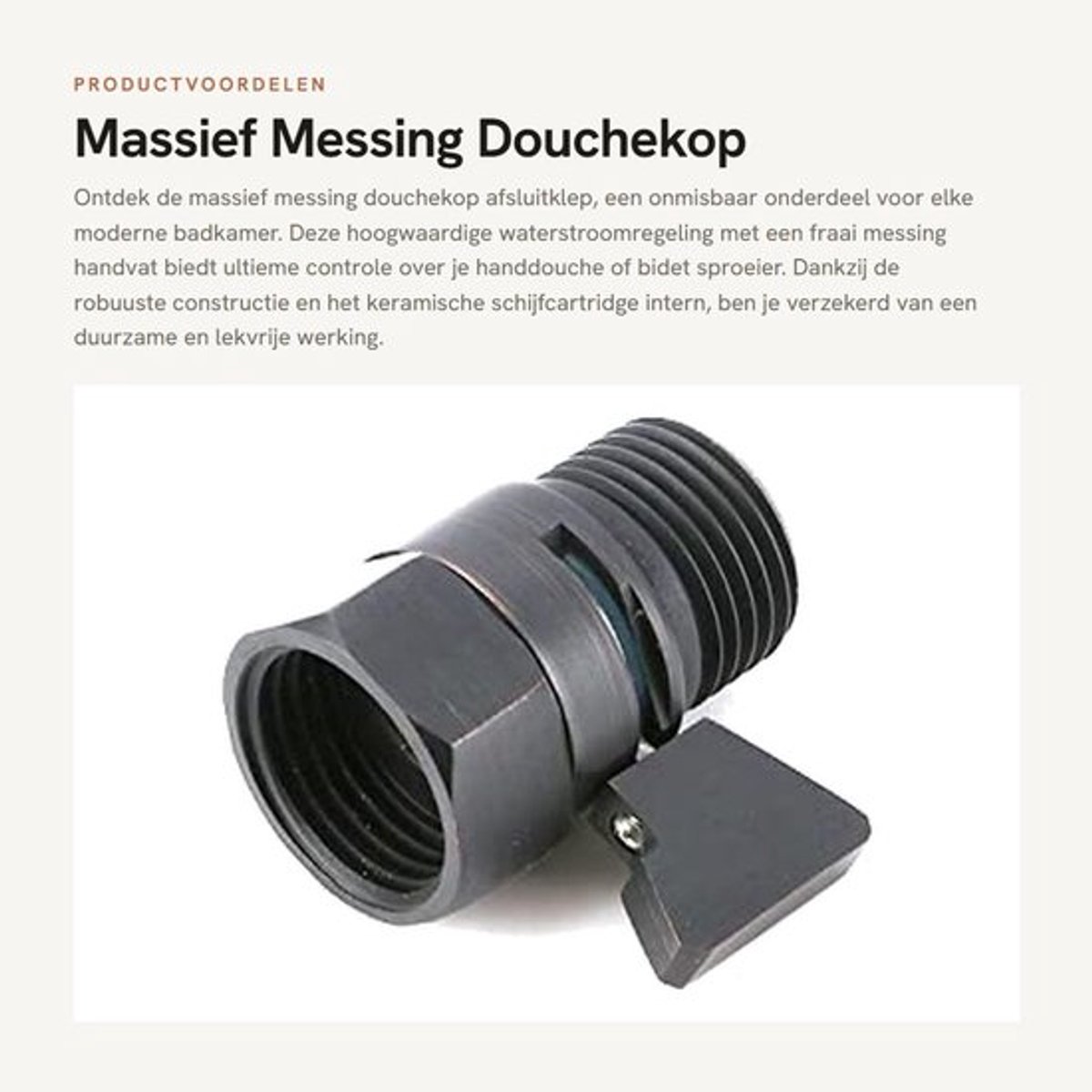 Massief Messing Douchekop - Waterstroomregeling - Premium kwaliteit - 2 poorten - Handdouc