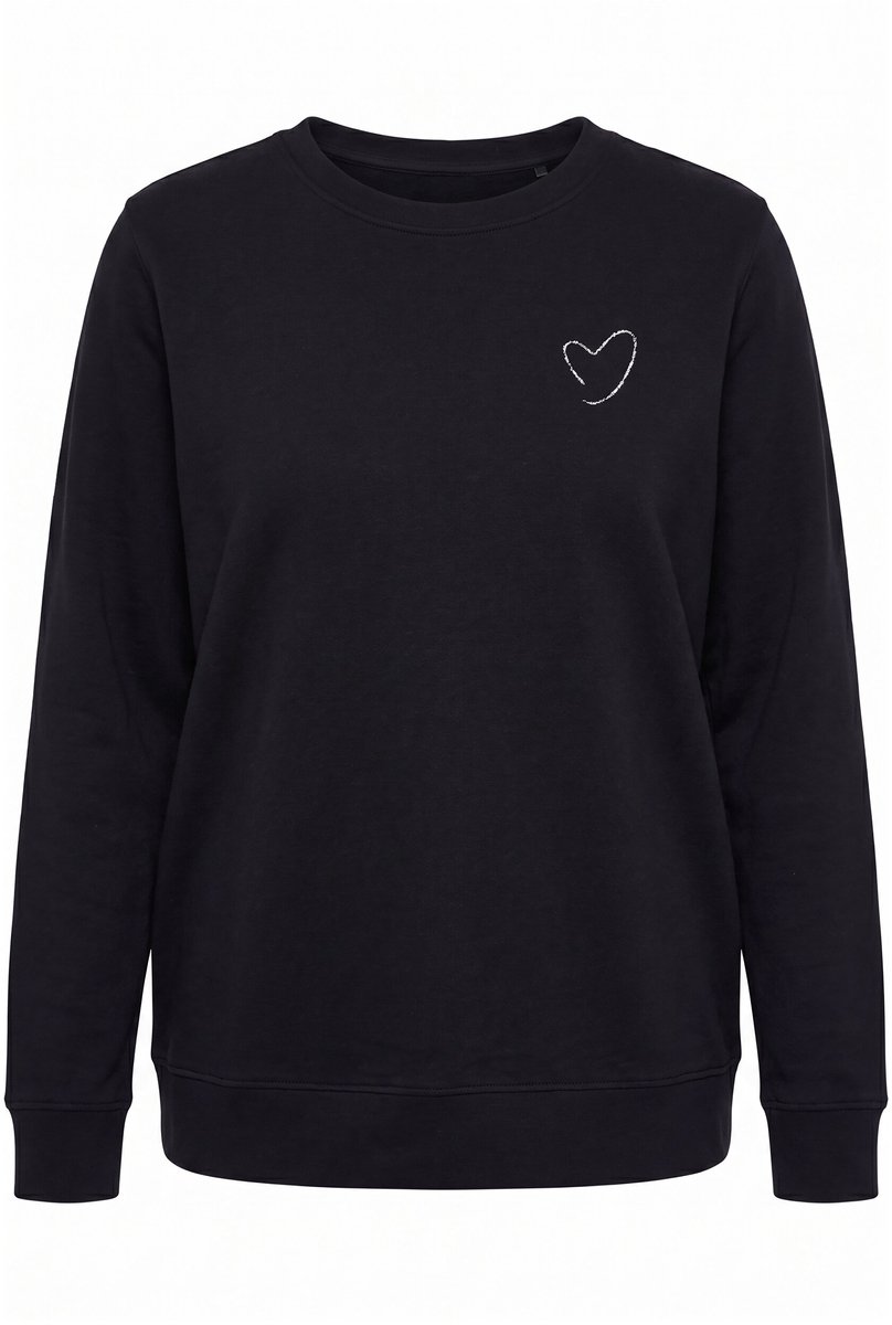 MIAMODA - Dames - Sweatshirt comfort fit kleine print - Zwart - Maat 54